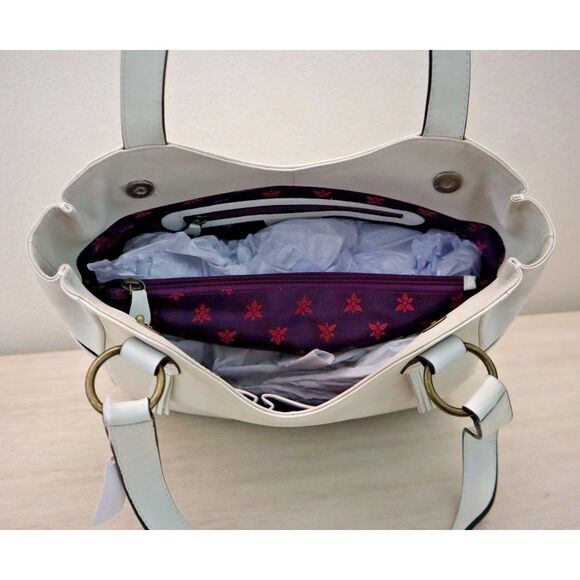 Anuschka Women's Ivory Genuine Leather Tote Handbag Purse - Picture 5 of 16